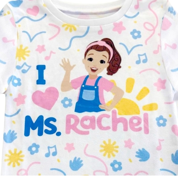 Ms.Rachel Pajama Set Miss Rachel Tv Show Toddlers. Pink, Blue And White - Picture 2 of 6